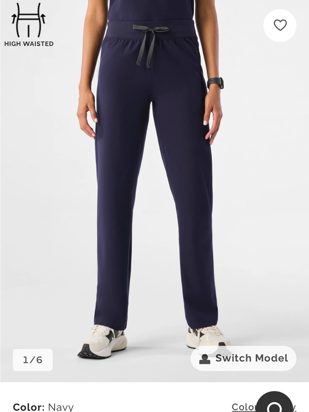 NWOT Figs Navy Livingston High-Waisted Straight Leg Pants